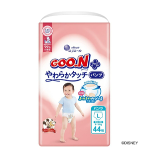 Pañales Tipo Pantalón GOO.N para Bebé, Talla L, 44 Unidades, Hechos en Japón, Algodón Suave, Transpirables, Protección 3D Contra Fugas, Comodidad para Niños - Product Image 1