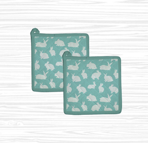 Modern Washable 100% Cotton Pot Holder Set with <b>Red</b> Diamond Pattern Blue Border Square Design <b>Kitchen</b> <b>Accessory</b> - Product Image 4