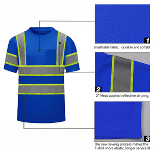 OEM Support <b>Hi</b> <b>Vis</b> Work Short Sleeve Construction Personal Security High Visibility Reflective Tape <b>T</b>-<b>Shirts</b> at Wholesale Price - Product Image 2