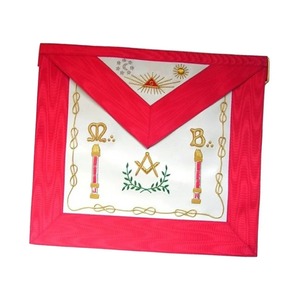 Master Mason Scottish Rite Ethnic Velvet <b>Apron</b> <b>White</b> & Red Customizable Masonic <b>Aprons</b> Cathedral Use Four Seasons Custom Logo - Product Image 1