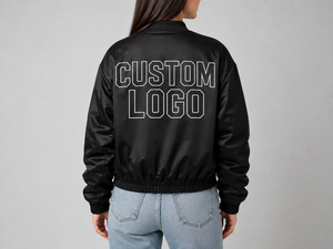 Chaqueta Bomber de Seda y Satén para Mujer, Estilo Invernal, con Logotipo Personalizado al por Mayor, Servicio OEM, Nueva, Elegante, Corta, Transpirable y de Alta Calidad - Product Image 5