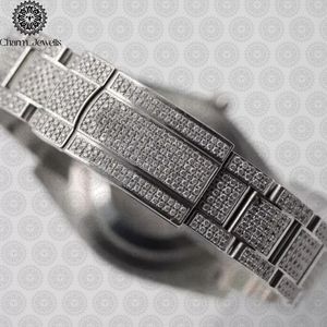 Montre de luxe pour homme Charm_Jewells en acier inoxydable, cadran analogique 40 mm, lunette sertie de diamants, verre cristal, mouvement mécanique, étanche 10 bars - Product Image 5