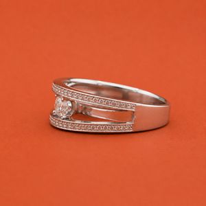 Moissanite Wide <b>Band</b> Engagement <b>Ring</b> In 925 <b>Sterling</b> <b>Silver</b> Luxury Wedding <b>Band</b> for Women - Product Image 3
