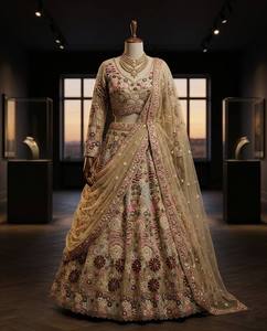 Conjunto de Lehenga de Boda Tradicional Divyam Creation, Bordado a Mano con Loto en Tela de Red, Completamente Cosido, con Spandex Premium, Largo hasta el Suelo - Product Image 2