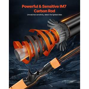 Combo de caña y carrete de pesca IM7 de fibra de carbono, sistema de 6+1 rodamientos de bolas, relación de transmisión 7.0:1, mango de corcho, guías de acero inoxidable, cerámica para pesca - Product Image 3