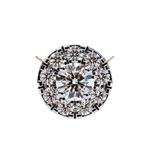 Collier pendentif en or jaune 14 carats avec diamant de laboratoire rond serti en griffe, design moderne Halo Cluster, bijoux fins - Product Image 5