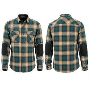 Men's Plaid Flannel Shirt Full Sleeve Workwear Style With <b>Elbow</b> <b>Patches</b> Casual Button Down Turn-down Collar Autumn Wear - Product Image 1