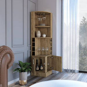 Mobile bar Papprika con 8 scomparti per bottiglie, doppia anta, finitura marrone scuro - Product Image 1