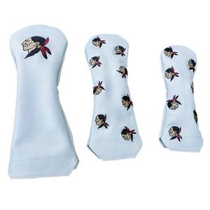 Housse de tête de putter personnalisée en cuir PU résistant à l'eau avec logo brodé, fermeture magnétique, motifs imprimés blancs - Product Image 1