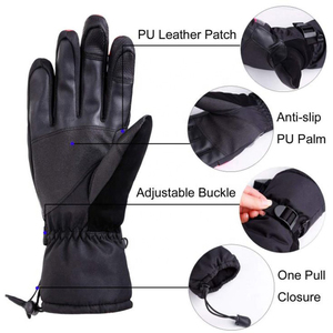 Mitaines de ski chauffantes chaudes pour l'hiver, gants de snowboard en peau de daim imperméables avec fermeture auto-agrippante, gants de sport d'extérieur pour hommes - Product Image 5