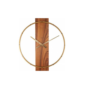 Horloge murale ronde silencieuse en fer et bois moderne avec pendule artistique, style minimaliste contemporain pour une décoration intérieure élégante - Product Image 2