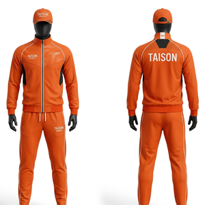 Survêtement de football en polaire polyester premium 320 GSM, orange, avec empiècements latéraux contrastés, impression par sublimation, logo personnalisé - Product Image 1