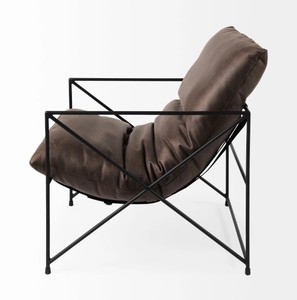 Modern Metal Frame Living Room Chair with Brown Cushion Minimalist Design Leisure <b>Armchair</b> for Home Furniture - Product Image 3