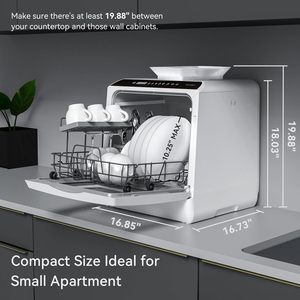Lave-vaisselle de comptoir avec 5 programmes de lavage, réservoir d'eau intégré de 5 L et porte vitrée - Product Image 5