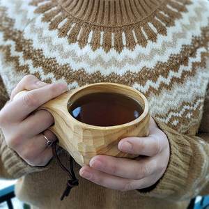 Tazas de Madera Hechas a Mano con Asa de Madera Natural para Beber Té, Café, para el Hogar, Cocina, Cafetería, Hotel, Venta al por Mayor, Ecológicas - Product Image 5