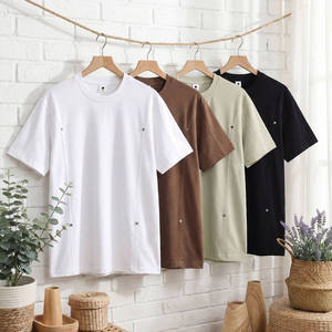 T-shirt décontracté pour homme 100% coton, tissu tricoté, design brodé, motif uni - Product Image 6