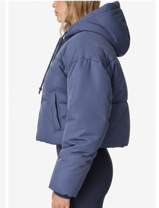 Custom Women Cropped Puffer Jacket Hooded Winter Bubble Coat Lightweight Quilted <b>Padding</b> Jacket Casual Warm Short Down jackets - Product Image 2
