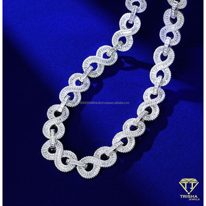 Collier de luxe en argent sterling 925 avec chaîne à maillons infinis en moissanite, style « Iced Out », pour hommes et femmes, vente en gros de bijoux - Product Image 3