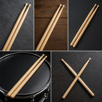 Hand Crafted Polished Finish Crack Resistant Wooden Drumsticks Reliable Strength Balanced Design Maple Wood Drum Stick