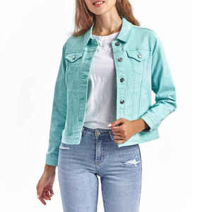 Chaqueta de Lona Vaquera para Mujer, Elegante, Manga Larga, Cuello Camisero, Cierre de Botones, Color Sólido, Acabado Lavado, Invierno, Ecológica - Product Image 5