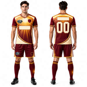 Men <b>Soccer</b> Sports Uniform Lightweight Polyester Fabric Embroidery And Printing Stretch Athletic Comfort Team Uniform Supplier - Product Image 1