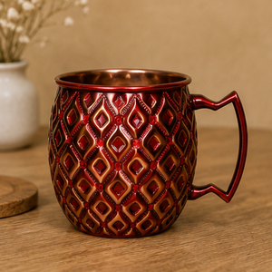 Taza de cobre premium con patrón de diamantes en relieve, taza de lujo para Moscow Mule, elaborada con un impresionante patrón de diamantes texturizado. - Product Image 1