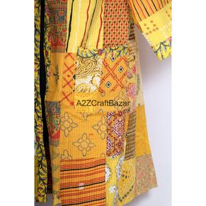 Robe kimono vintage en coton biologique 100% pur, à motifs floraux, matelassée, respirante, faite à la main, patchwork indien avec ceinture, automne/printemps - Product Image 2