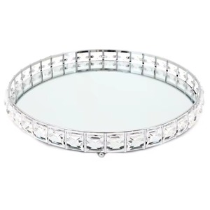 New Arrival Oval Gold Plated Decorative Tray With Abstract Contemporary Design Single Piece Handle Function - Product Image 2