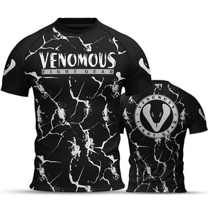 Maillot de compression à manches courtes Black Thunder Rash Guard MMA pour hommes, idéal pour l'entraînement BJJ et les combats - Product Image 1