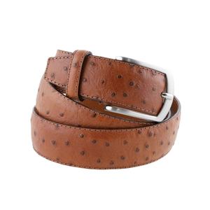 Cinturón Italiano de Lujo Hecho a Mano, Cuero de Avestruz Estampado Marrón Claro, 3.5 cm de Ancho, 130-135 cm de Largo, Aleación de Alta Calidad, Casual, Oferta 6 - Product Image 1