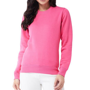 <b>Women's</b> Solid <b>Pink</b> Crew Neck Sweatshirt Long Sleeve Casual Pullover <b>Top</b> - Product Image 1