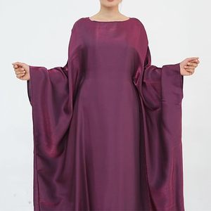 Custom Purple Color Anti-Wrinkle Floor Length Woman Abaya Muslim Clothing Silk Chiffon Qatari Turkish Hajj Umrah Abayas - Product Image 4