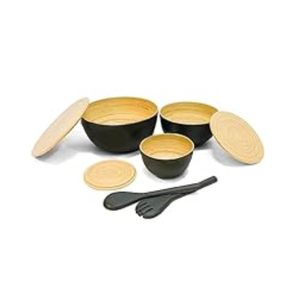 Top Choice Eco-friendly Spun Bamboo Salad <b>Bowls</b> <b>with</b> <b>Lid</b> & Utensil Set for Kitchen, Home Decor from Vietnam - Product Image 3