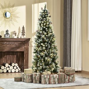 Albero di Natale Artificiale Pre-Illuminato Effetto Neve 180 cm con 300 Luci LED, Rami Realistici, Pigne e Bacche Rosse, 618 Punte - Product Image 2