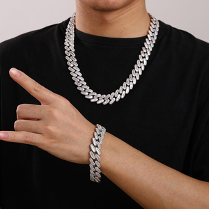 Chaîne cubaine personnalisée Hip Hop en argent sterling 925 plaqué or 14 carats, sertie de diamants Moissanite VVS, pour hommes - Product Image 3