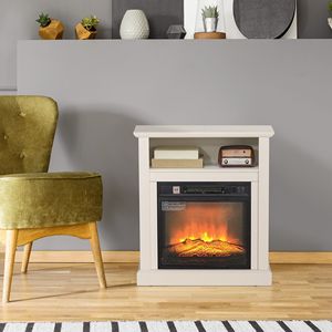27\" Freestanding Electric <b>Fireplace</b> with LED Display Mantel 1400W Replaceable <b>Heater</b> Insert and Timer White - Product Image 2