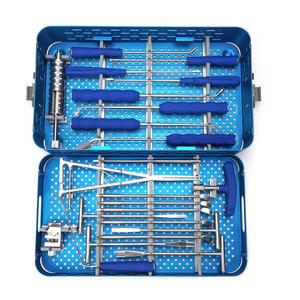 Juego de Instrumentos Quirúrgicos Ortopédicos Profesionales de Acero Inoxidable para Cirugía de Columna Vertebral, Kit de Herramientas Quirúrgicas con Mango Azul, Contenedor de Esterilización - Product Image 2