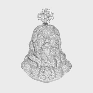 Pendentif Jésus Dvars Diamond DDMPH-20 en Moissanite Certifiée Taille Brillant, Sertissage Griffe, Argent Sterling 925 Plaqué Or 18K, Luxe pour Homme - Product Image 1