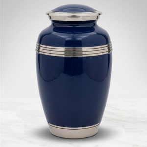 Urna Funeraria de Aluminio Azul de Alta Calidad para Cenizas Humanas, Urna Metálica con Tapa para Entierro o Hogar - Product Image 1