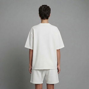 Summer Casual Wear 100% Cotton <b>Women</b> Lace Fleece Knee Solid <b>Short</b> 2 Piece <b>Set</b> Custom Embroidery Logo Streetwear Comfortable <b>Set</b> - Product Image 3