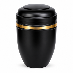 Urne funéraire en laiton noir pour cendres humaines, avec accents dorés, pour adulte, souvenir commémoratif, récipient funéraire, couvercle sécurisé, artisanal - Product Image 1