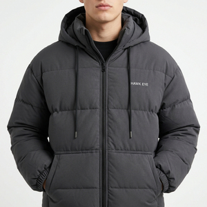 Men's Hooded <b>Bubble</b> <b>Coat</b> Custom Logo Oversized Puffer Jacket Warm Quilted Winter Outerwear - Product Image 1