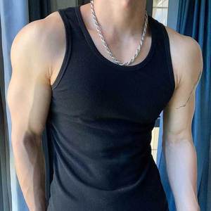 CAULT ARRAY Plus Size High Quality Ribbed Polyester <b>Men's</b> Gym <b>Vest</b> Breathable Quick Dry Black Gray <b>White</b> Singlets Tank Tops - Product Image 3