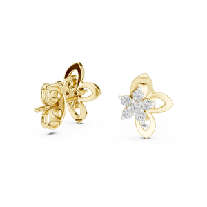 Juego de pendientes de diamantes cultivados en laboratorio con pétalos florales, engastados en oro amarillo de 18 quilates, para mujer, para compromiso, boda, fiesta, regalo de San Valentín, uso diario - Product Image 4