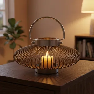 Lanterne décorative en métal avec poignée, finition antique, pour la décoration de la maison, du jardin, du patio, des mariages et des tables. - Product Image 6