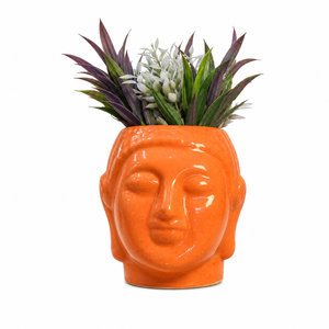 Modern Glazed Ceramic Human Face Planter <b>Pot</b> | Versatile Garden Flower <b>Pot</b> for <b>Succulents</b> | Fancy Design - Product Image 1