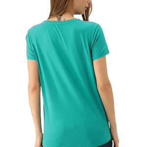 เสื้อยืดแขนสั้นผู้หญิง สีพื้น คอกลม ทรงปกติ ผ้าคอตตอนเจอร์ซีย์ ระบายอากาศได้ดี สวมใส่สบายๆ สำหรับฤดูใบไม้ผลิและฤดูร้อน - Product Image 3