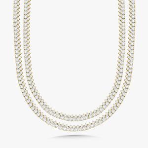 Collier tennis double rangée de diamants de laboratoire en or massif 10K 14K, 30 pouces, 35,56 carats au total, collier statement, vente en gros, usine de bijoux - Product Image 1