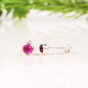 ต่างหูเงินแท้ 925 ประดับพลอยรูเบลไลต์สีชมพูทรงหลังเบี้ย งานแฮนด์เมด เครื่องประดับอัญมณีชิ้นพิเศษ - Product Image 2