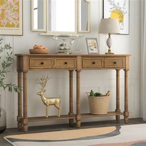 Console facile montaggio con due cassetti di stoccaggio e ripiano inferiore vecchia finitura di pino per soggiorno o ingresso - Product Image 1